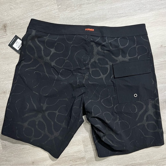 NWT Former Merchandise Men Radio Wave Swim Trunk Shorts Black Size 38 - Picture 9 of 11